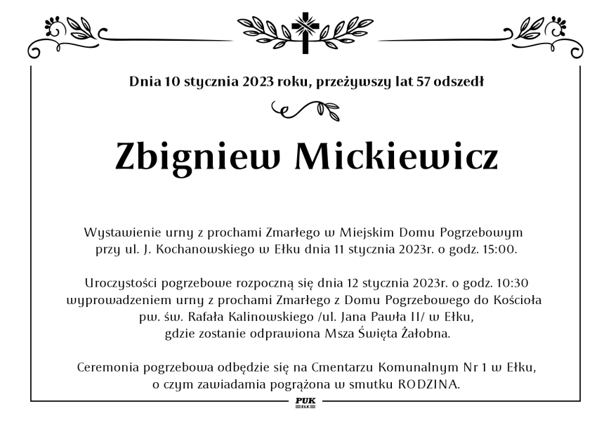 Zbigniew Mickiewicz - nekrolog
